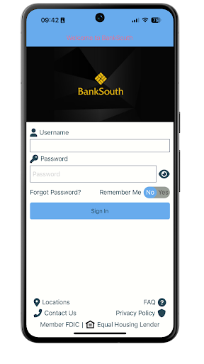 Android application BankSouth i2Mobile screenshort