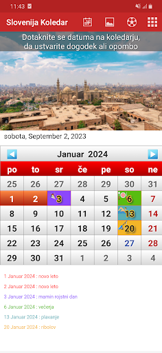 Android application Slovenija Koledar 2024 screenshort