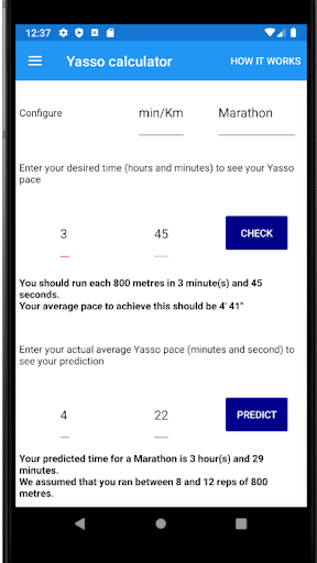 Yasso Running Calculator Screen 2