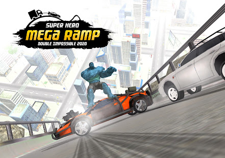 Double Impossible Superhero Mega Ramp: Car Stunts Varies with device screenshots 16
