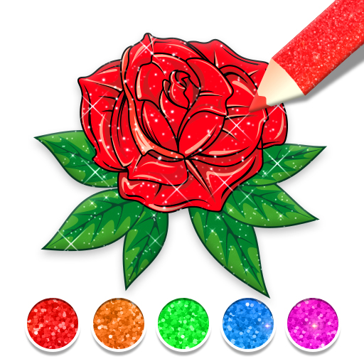Glitter Flowers Coloring Book