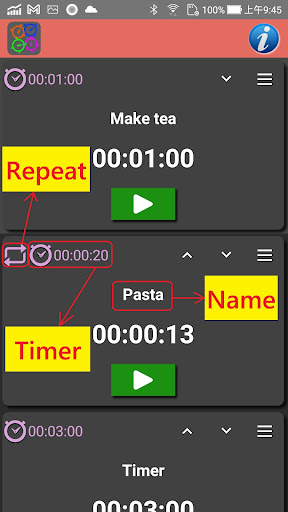 Android application Multi-tasking timer screenshort