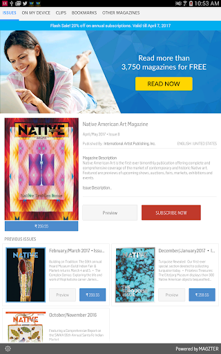Android application Native American Art Magazine screenshort