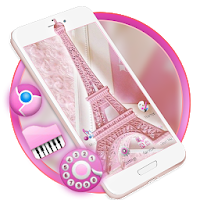 Pink Shiny Eiffel Paris Launcher Theme Live HD