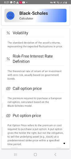 Black Scholes Calculator