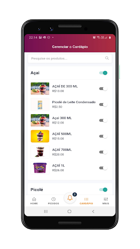 Demo: Lojista: Cardápio Aqui Screen 2