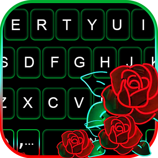 Red Rose Neon Keyboard Backgro logo
