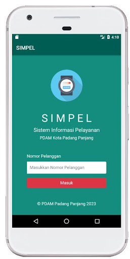 Android application SIMPEL PDAM Padang Panjang screenshort