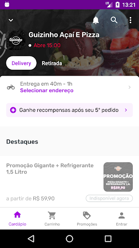 Android application Guizinho Açaí E Pizza screenshort
