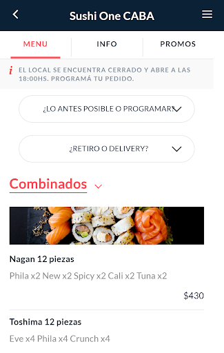 Sushi One Screen 2
