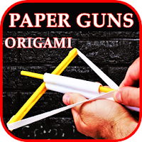 Origami paper guns. Cardboard weapons