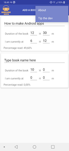 AudioBook PercentageCalculator Screen 2
