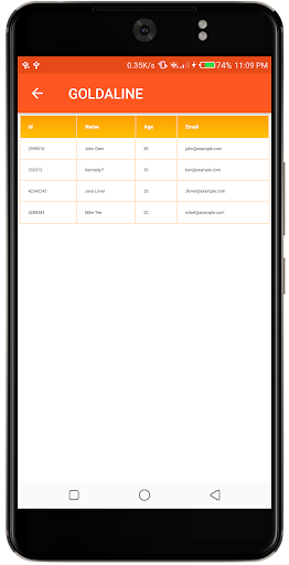 Android application LegacyTableView screenshort
