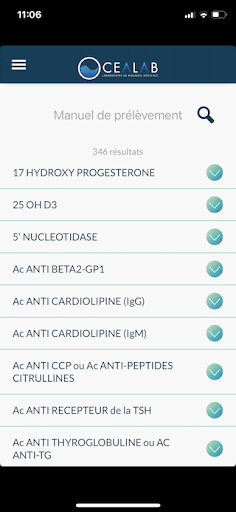 Android application Manuel de prélèvement Océalab screenshort