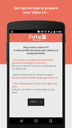 Android application Fyte4U - Video CV screenshort
