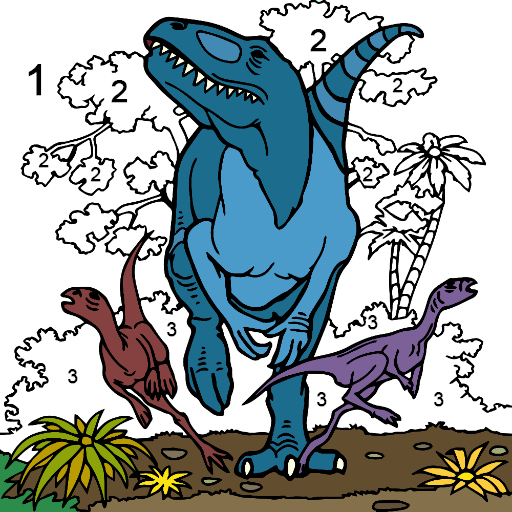 Baixe Dinossauro T-Rex Colorido em Estilo de Desenho Animado PNG