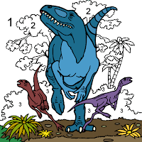 Dinosaur Color by Number - Animals Coloring Pages