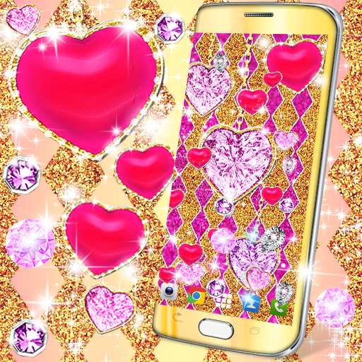 Golden diamond heart wallpaper logo