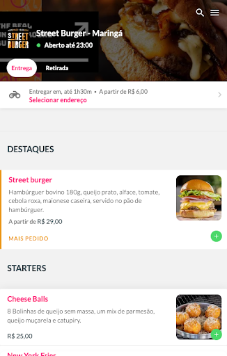 Android application Street Burger screenshort