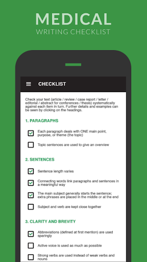 Medical Writing Checklist Screen 2