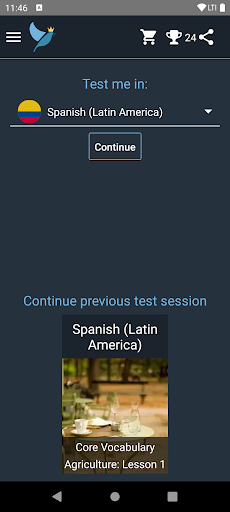 Android application Latin American Spanish Tests screenshort