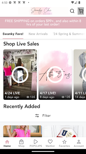 Android application Swanky Chic Boutique screenshort