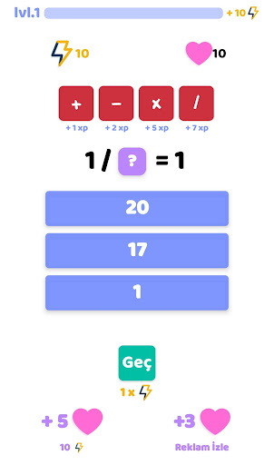 MATH X - Math Game Screen 2
