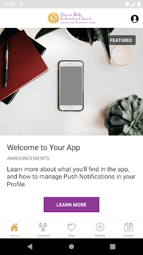 Android application Sharon Bible Fellowship Church screenshort