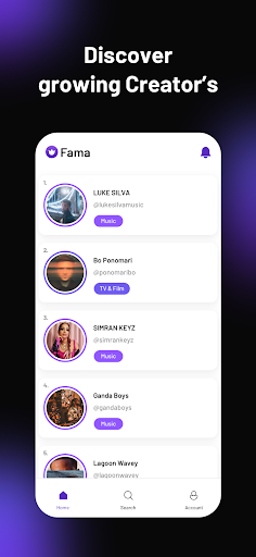 Android application Fama screenshort