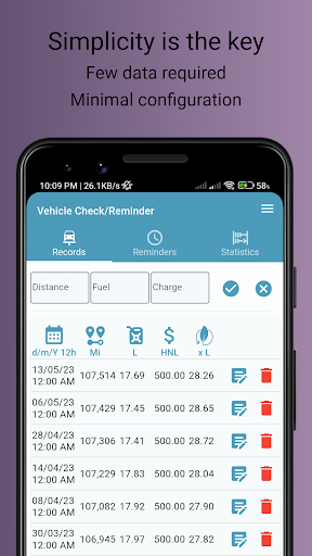 Android application Vehicle Check/Reminder screenshort