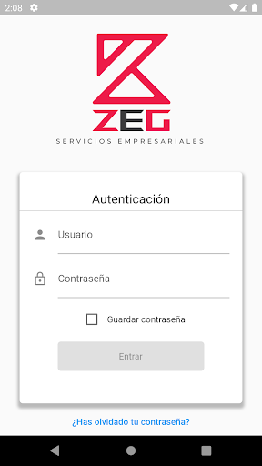 Android application Servicios empresariales ZEG screenshort