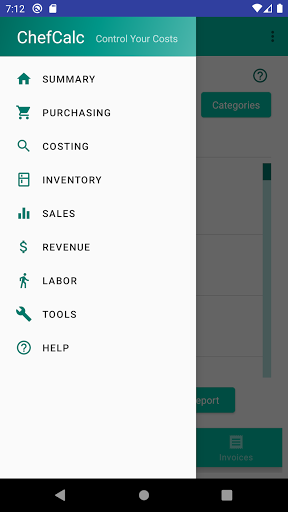 Android application Chef Calc : Control Your Costs screenshort