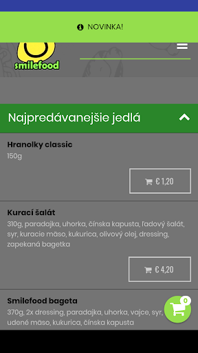Android application Bageteria smile food screenshort