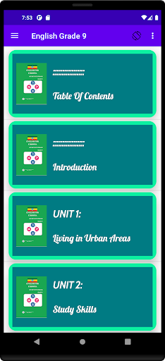 Android application English Grade 9 Textbook screenshort