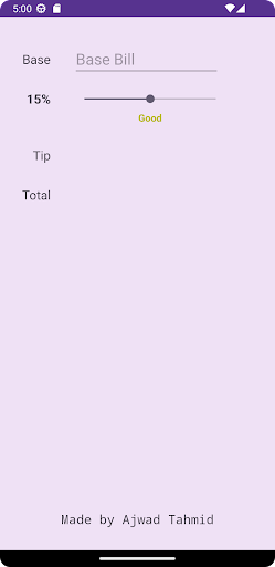 Android application Tip Calculator - Made by Ajwad screenshort