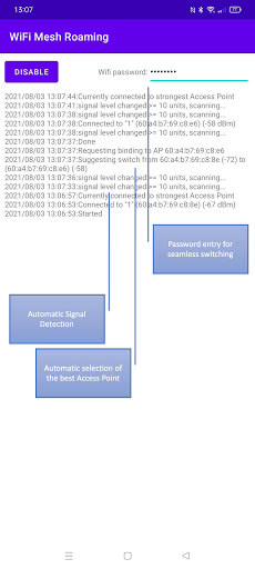 Android application WiFi Mesh Roaming screenshort