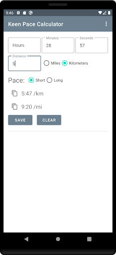 Keen Pace Calculator Screen 3