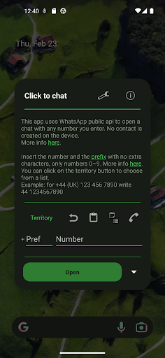 Android application Click to chat screenshort