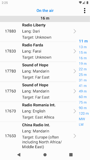 Android application Shortwave Guide screenshort