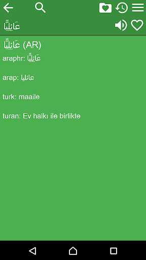 Arabic Turkish Dictionary Screen 2