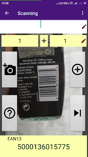 Android application SVP Barcode Collector screenshort
