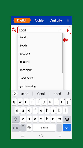 Android application Arabic Amharic Dictionary screenshort