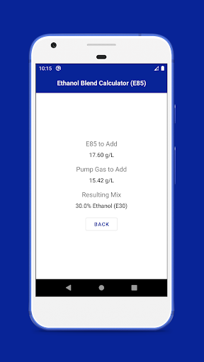 Screenshot of Ethanol Blend Calculator E85