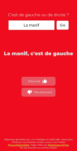 Android application De gauche ou de droite ? screenshort