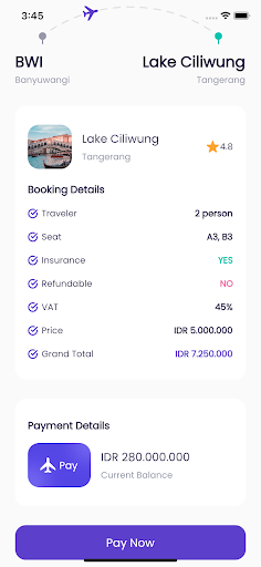Android application Booking AirPlane screenshort
