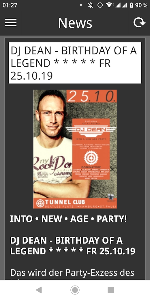 Android application Tunnel Club screenshot