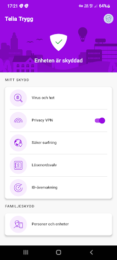Android application Telia Trygg screenshort