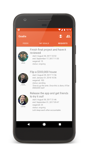 Android application Goalie - Social Goal Tracker screenshort