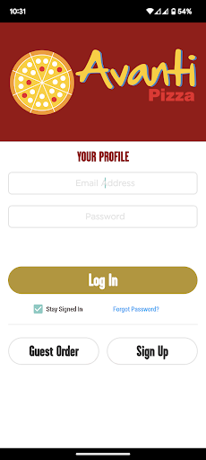 Android application Avanti's Pizza screenshort