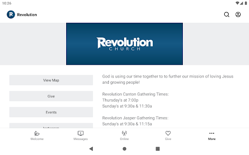 Screenshot of Revolution Church App